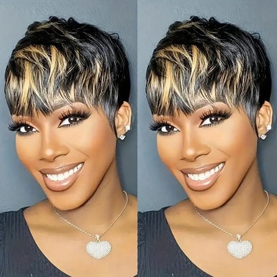 Besteffie Pixie Cut Wig Human Hair Short Pixie Cut Wigs for Black Women Human...