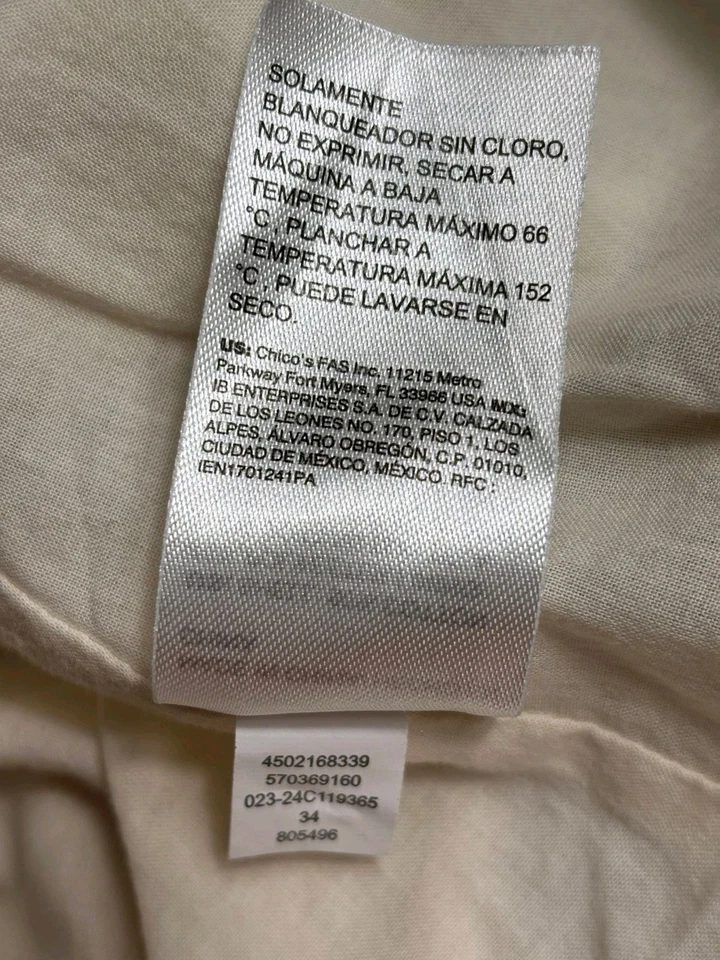 Chaqueta Blazer Chico’s Texturizada Mujer Talla 3 EE. UU. 16 Algodón Crema Natural Informal Foto 4 de 4