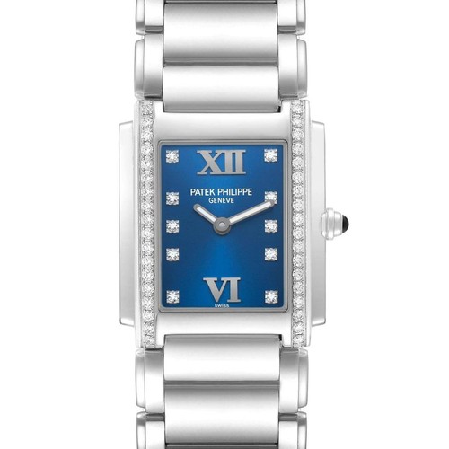 Patek Philippe Twenty-4 Steel Blue Dial Diamond Ladies Watch 4910 4910A