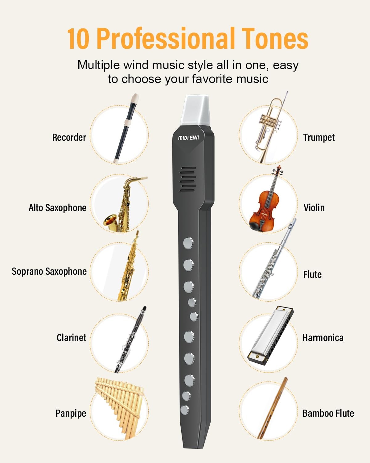 Electronic Wind Instrument, DC02 Pro Digital Wind Instrument with 10 Musical ...