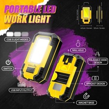 Warsun Rechargeable Work Cob Led Light Rechargeable 3 Modes 1200lm Power Bank
