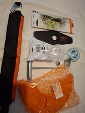 Stihl genuine 2 prong blade with fittings kit, specs,spanner harness guard set