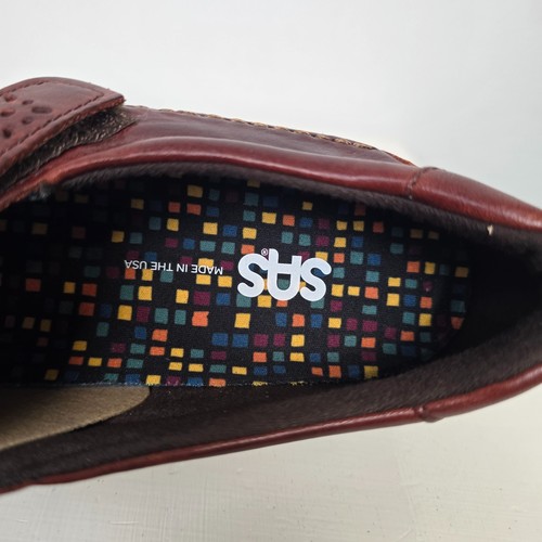 New SAS Womens Willow Walnut Leather T-Strap Slip-On Loafers Size 9.5 M Comfort - Picture 3 of 14