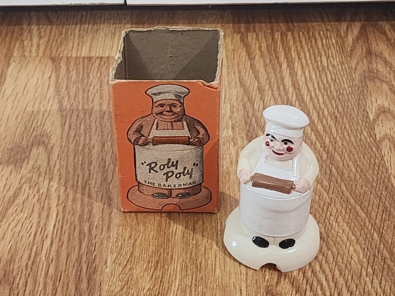 Vtg 1920 Roly Poly The Bakerman Food Humidifier Pie Bird Kitchen Utensil Baking