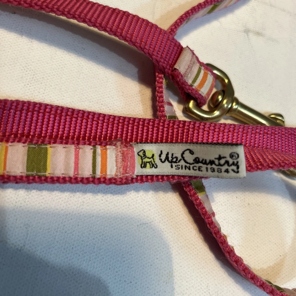 Up Country Dog Leash with D-ring Pink Striped Made In USA 5 Foot Lead - Image 4 of 4