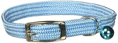 Kool Kat Elastic Cat Safety Collar with Bell, 10'' 10 inch Light Blue