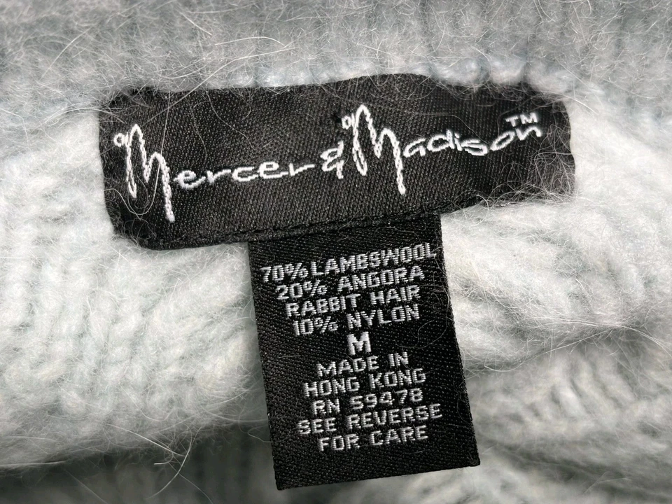 VTG Mercer & Madison Lambswool Angora Knit Sweater Womens Sz M Cream Long Sleeve - Image 3 of 4