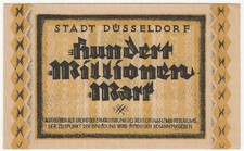 DUSSELDORF GERMANY  100 MILLIONEN MARK 1923  CRISP UNCIRCULATED
