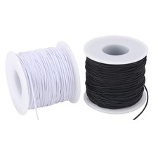 Elastic String For Jewelry Making, 2 Rolls 1.0mm, 330Ft Beading Cord,White Black