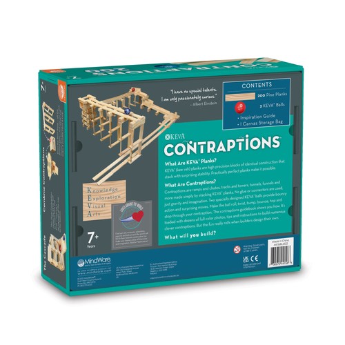 KEVA Contraptions, Set di Costruzioni in Blocchi di Legno, Kit Corsa in Marmo, Include 2 Bal... - Foto 7 di 7