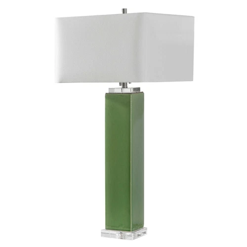 ANEEZA TROPICAL GREEN GLAZE CERAMIC & CRYSTAL XXL 32" TABLE LAMP UTTERMOST 26410 - Picture 3 of 6