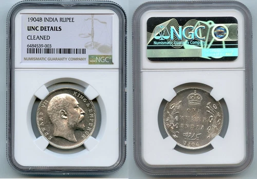 INDIA British 1904B Edward VII Rupee Bombay mint NGC UNC Details