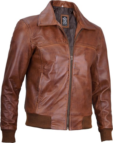 Chaqueta de cuero bombardero para hombre de piel de cordero real elegante chaquetas de vuelo de cuero para hombre - Imagen 8 de 10