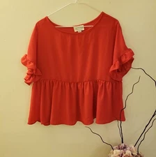 francescas medium red blouse with butterfly sleeves
