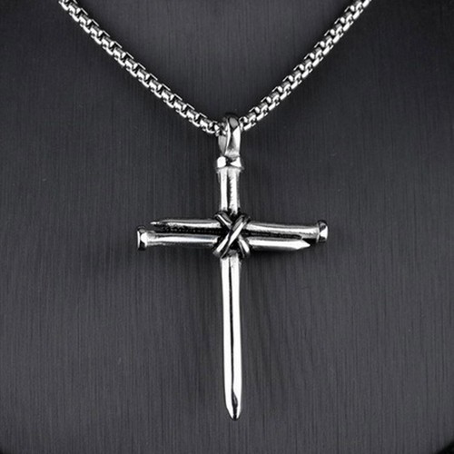 Collar Colgante Cruz de Plata Regalo Unisex Para hombres Mujeres Cadena de Acero Inoxidable - Imagen 3 de 5