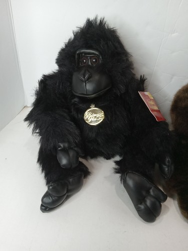 Menge zwei Plüsch Gorillas Vintage 90er braun und schwarz Joyable Kuscheltier mit Etikett - Bild 2 von 9