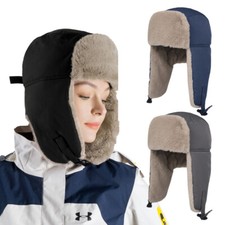 Winter Coldproof Hat Fur Aviator Hat Russian Ushanka Warm Ski Cap with Ear Flaps