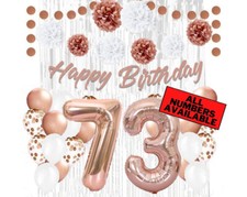 Rose Gold 73rd Birthday Decorations for Girls - 40" Number Balloons  More