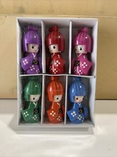 KOKESHI BAMBOLE GIAPPONESI DI TOHOKU IN LEGNO CONFEZIONE ORIGINALE 