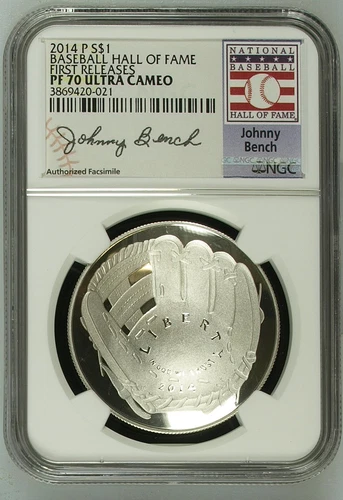2014 P Baseball Hall of Fame Commemorative Silver Dollar NGC PF-70 ULTRA CAMEO B