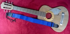 Blue Nylon Guitar Strap with Leather Attachments