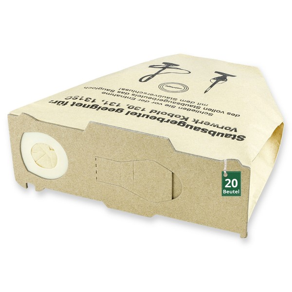 20 FiltertüTen Staubsaugerbeutel Passend FüR Vorwerk Kobold 130 131 Fp-image