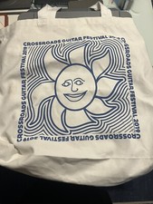 Eric Clapton's Crossroads Guitar Festival 2019 Tote Bag White Blue Sun RARE