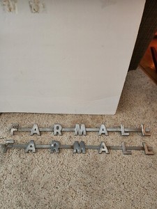 2 Vintage Aluminum Farmall Tractor Emblems!