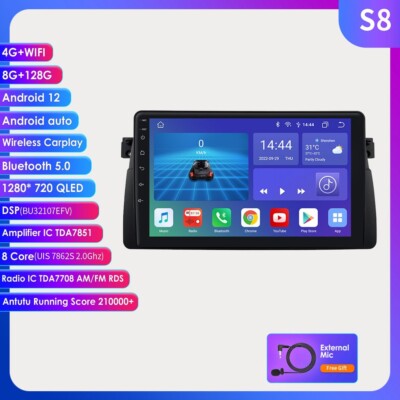 für BMW 3er E46 Autoradio 9'' Android 13 GPS Navi USB BT WIFI 8+128G 8Kern 4G LTE