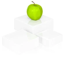 Set of 3 White Small Acrylic Hollow Bottom Cubic Display Riser Stands, 2-Pack