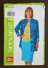 S&S-5404 Shirt Skirt Sewing Pattern See & Sew Size 8-10-12 Uncut