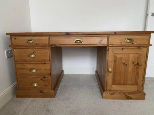 Bespoke Hand Made Large Solid Pine /Brass drawers Desk Table Excel. condition - Picture 7 of 12