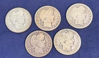 Barber Quarter Lot 5 Coins 1908D 1909 1909D 1910 1911