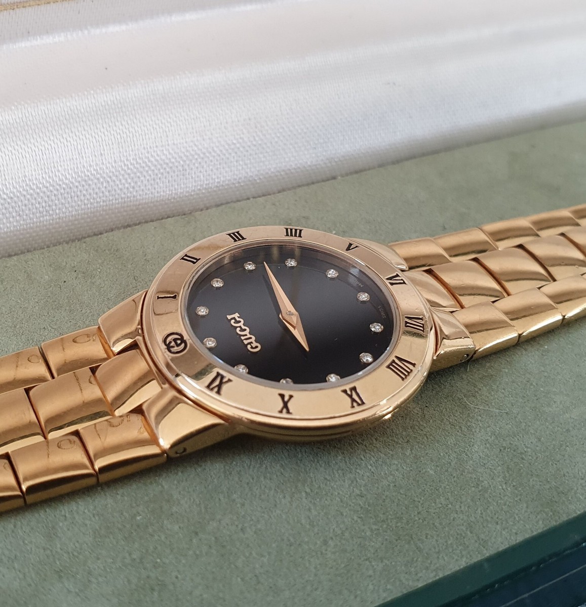 Gucci 3300L 18K Gold Plated Women's Watch with Diamond Hour
