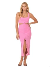 L*Space Skyler Cover Up Dress Size XL Pink Stretch Cut Out Pullover Midi NWT