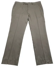 Kenneth Cole Reaction Mens Dress Pants Sz 36x31 Brown Flat Front High Rise EUC