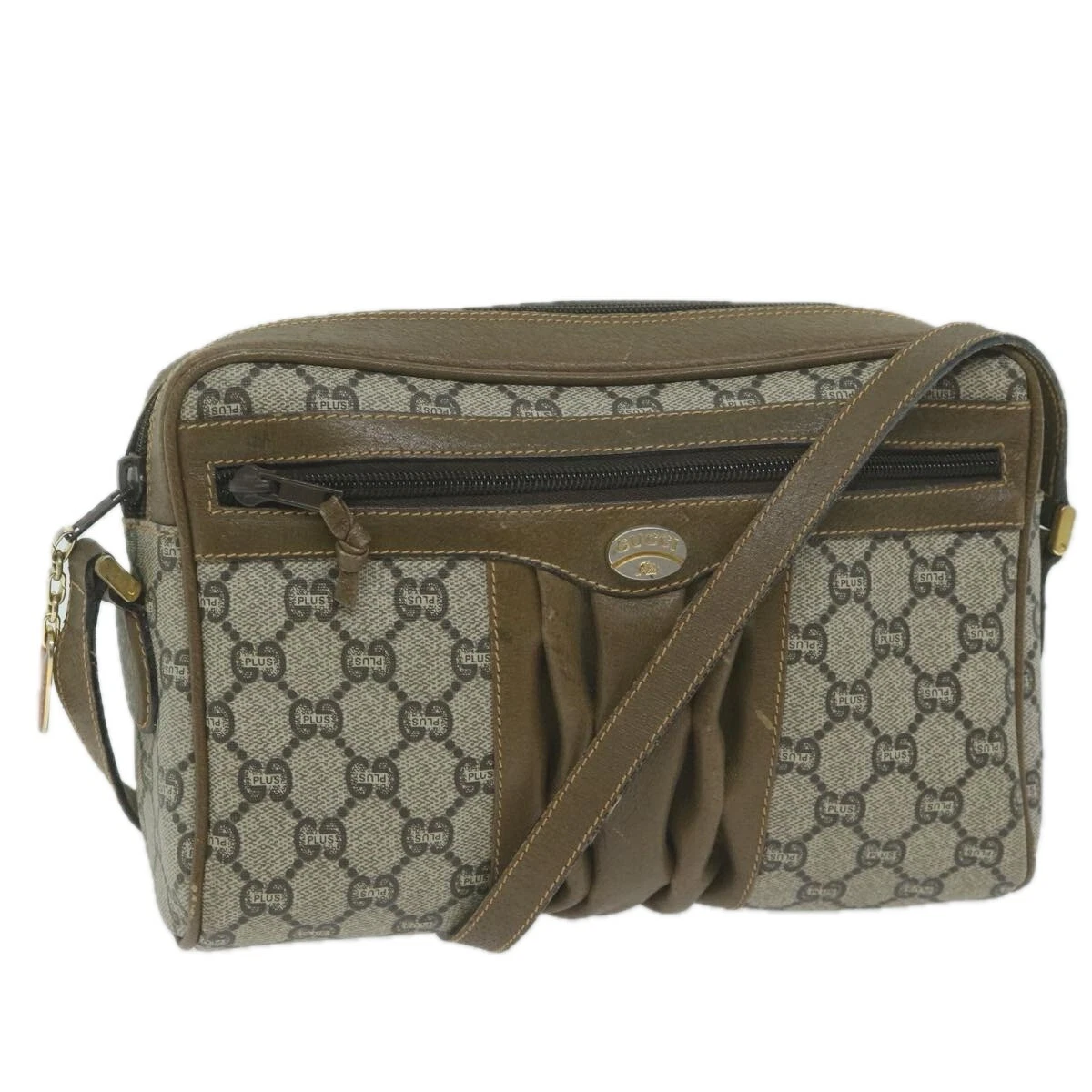 Sac à bandoulière GUCCI GG Plus Supreme PVC beige authentique ep3065