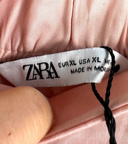 Zara WIDE LEG POPLIN PANTS ZW COLLECTION sz XL light pink pleated 90s - Picture 4 of 11