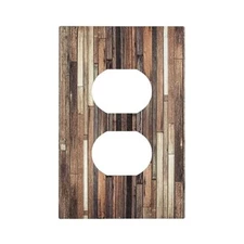 Spshian Outlet Covers Rustic Wood Barn Door Brown Vintage Hardwood 1 Gang Dup...
