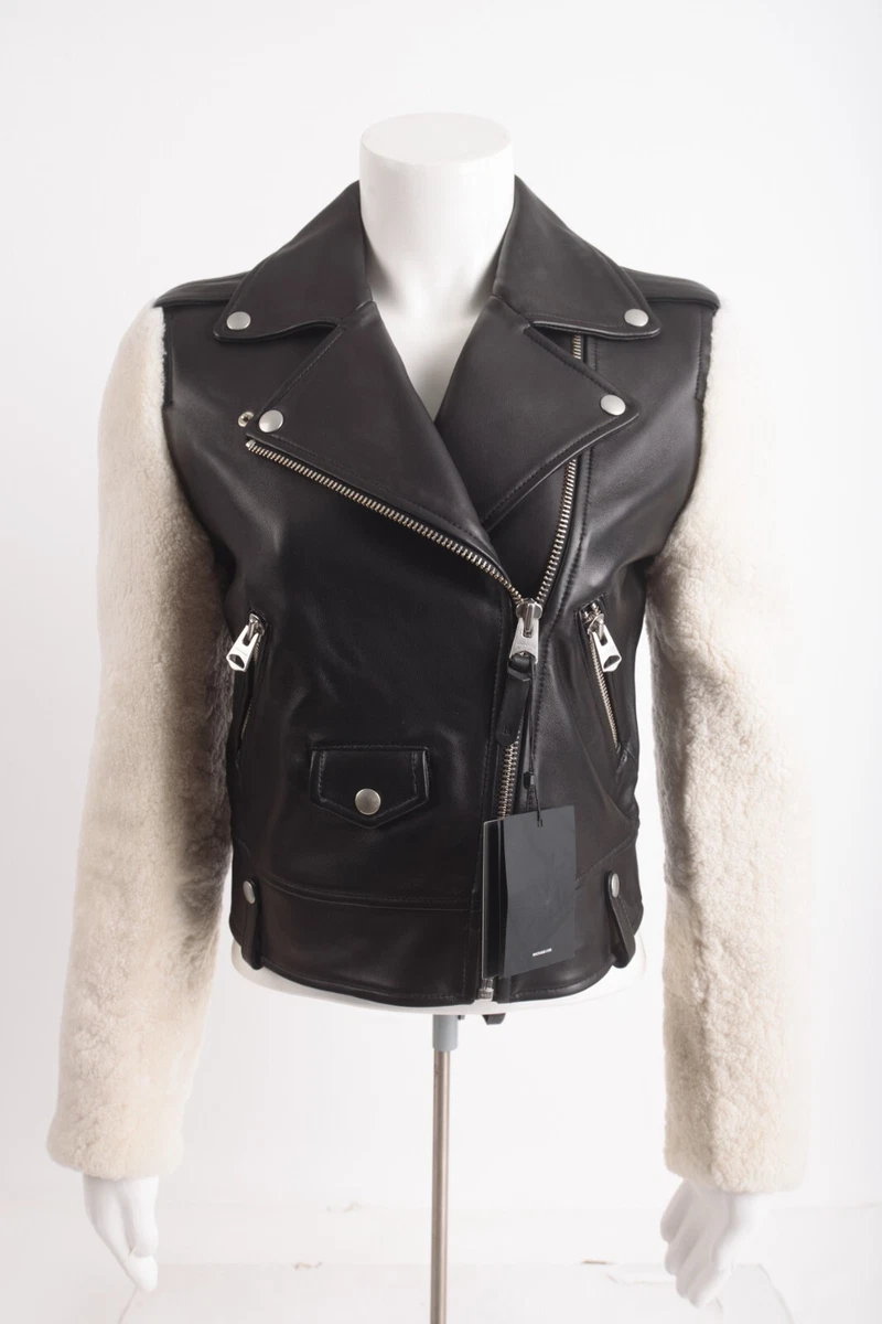 Mackage Womens Baya Leather Moto Biker Jacket Coat XS Black