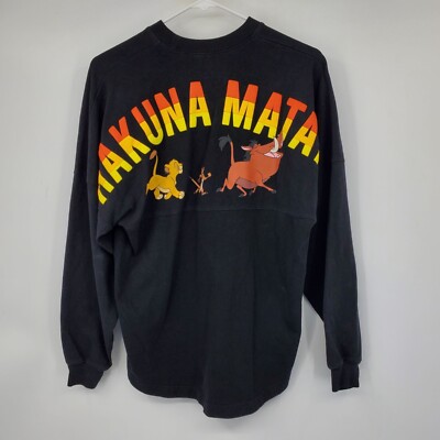 Disney The Lion King Hakuna Matata Black Crewneck Spirit Jersey Shirt XS 