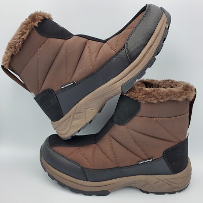 Silent Care Size 8.5 Brown WaterProof Mid-Calf Winter Snow Men Boots Runs Small