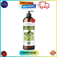 Velona USDA Certified Organic Castor Oil - 16 oz Eyelashes Eyebrows Cold Pressed