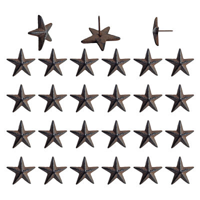 24 Cast Iron 1 3/4 inch Texas Star Nails Tacks Rustic Western With 1 inch Nail