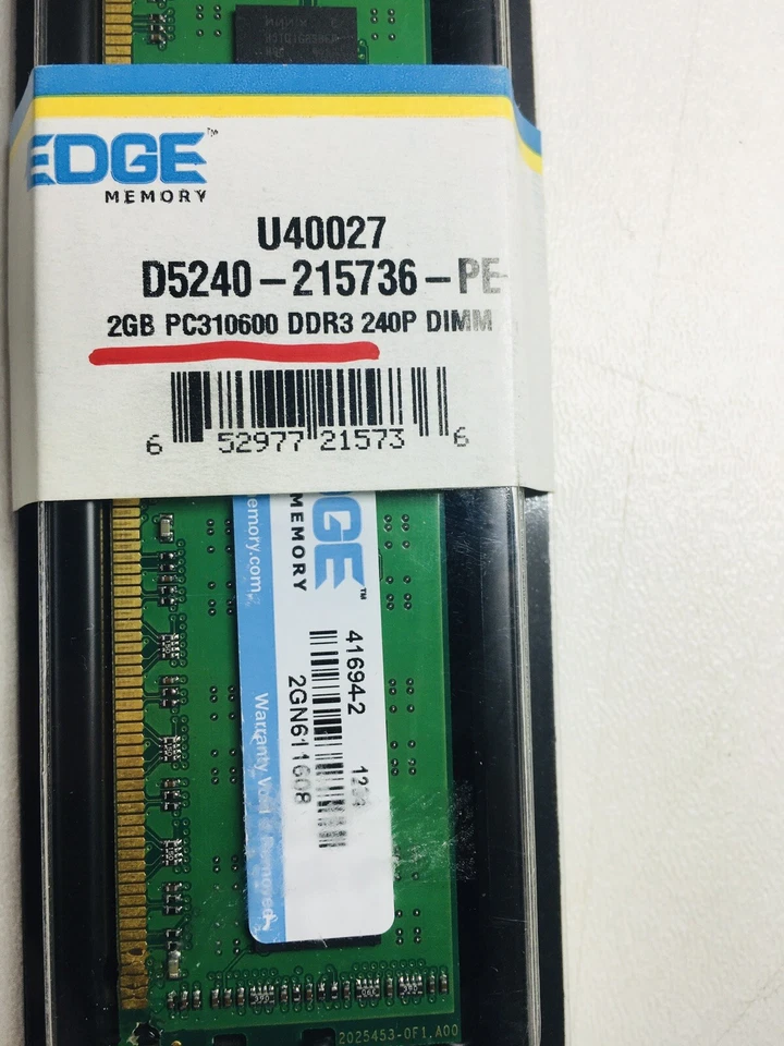 2GB EDGE Memory 2 GB PC310600 DDR3 240P DIMM - Image 3 of 4