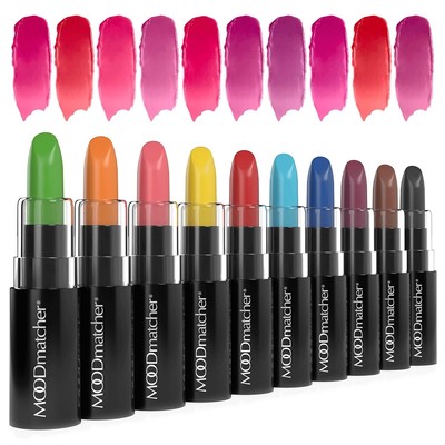 10PC MOODmatcher Color-Changing Lipstick Set-12 Hr Wear, Maskproof, Aloe & Vit E