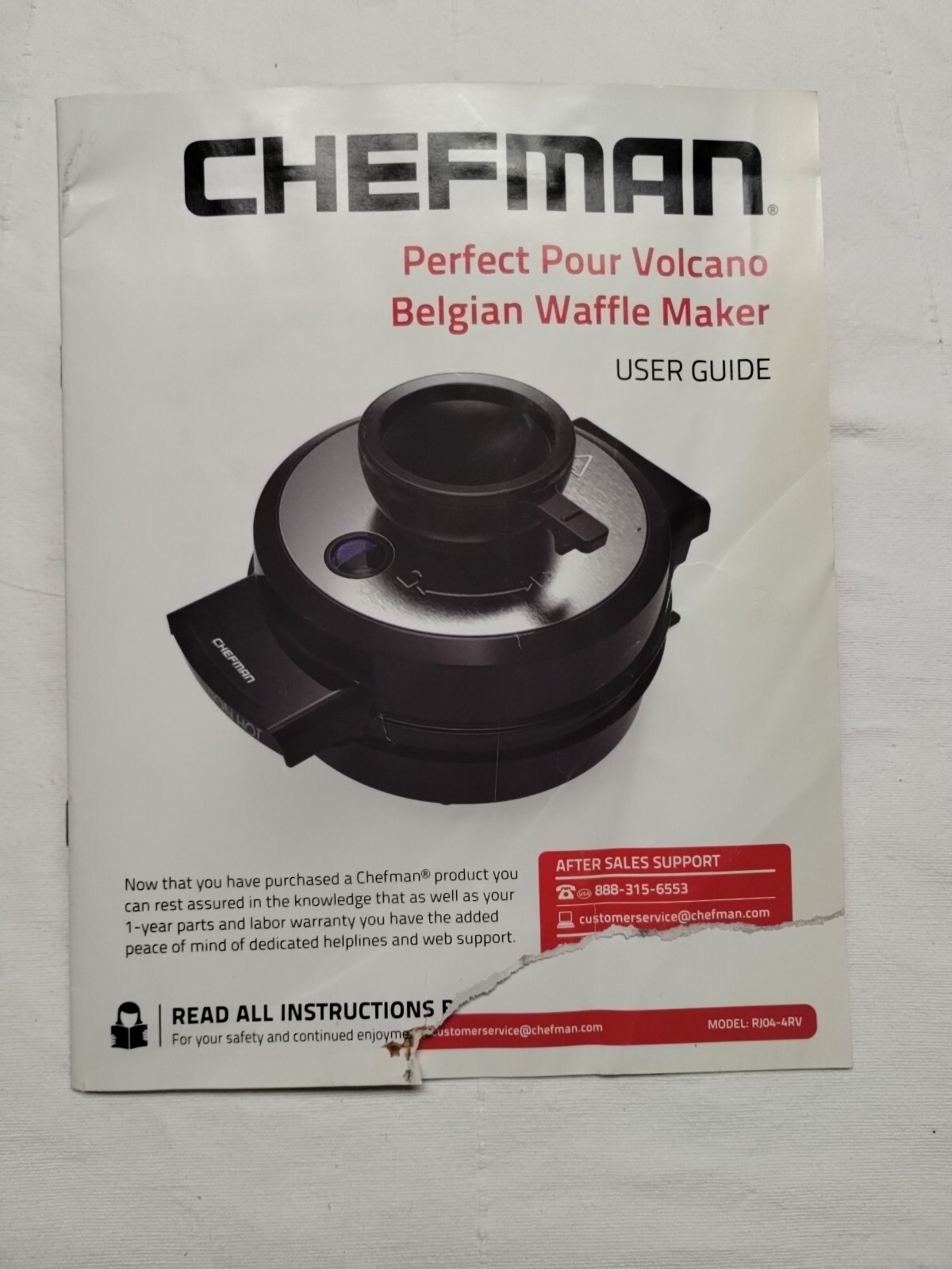 Chefman Perfect Pour Volcano Belgian Waffle Maker User Guide & Quick Start Paper
