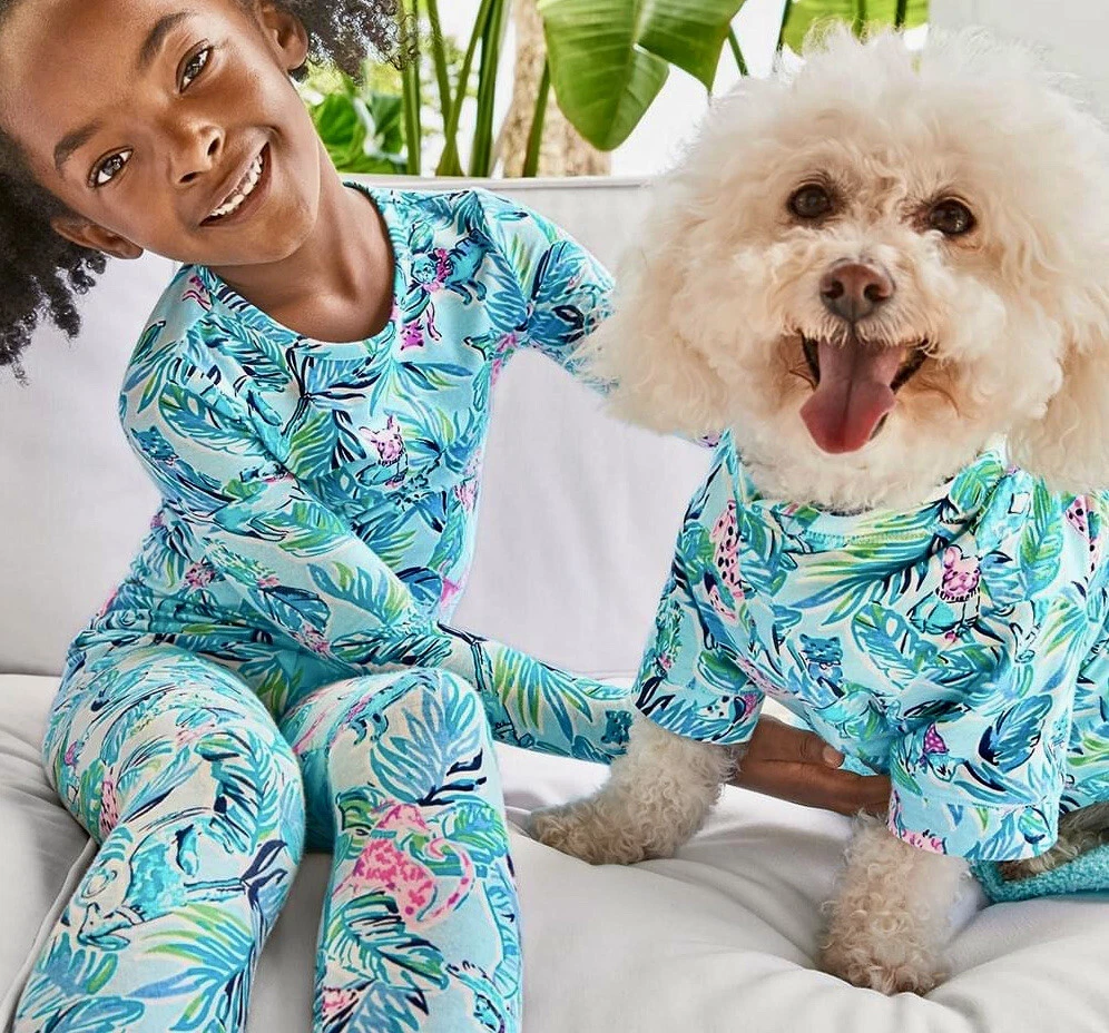 Lilly Pulitzer NWT Girls Sammy PJ Pants Top Barking Up The Palm