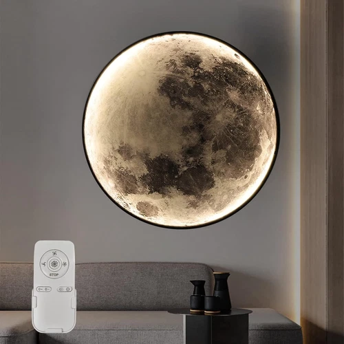 3D Mond Lampe,(80cm),LED Modern Mond Wandleuchte Für Leuchter Dachgeschoss Cafe - Bild 4 von 5