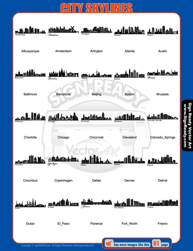 CITY SKYLINES-CITYSCAPE CLIPART-VECTOR CLIP ART-VINYL CUTTER PLOTTER-GRAPHICS CD - Picture 2 of 8